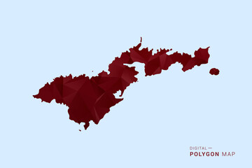 American Samoa Map - Low poly polygon map in deep red gradient on light blue background, modern minimal geometric design, vector illustration with faceted triangulated style. © Whatever
