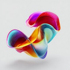 Vibrant 3D Abstract Swirl: Futuristic Fluid Design with Rainbow Gradient, Glossy Texture, and Dynamic Flow on White Background