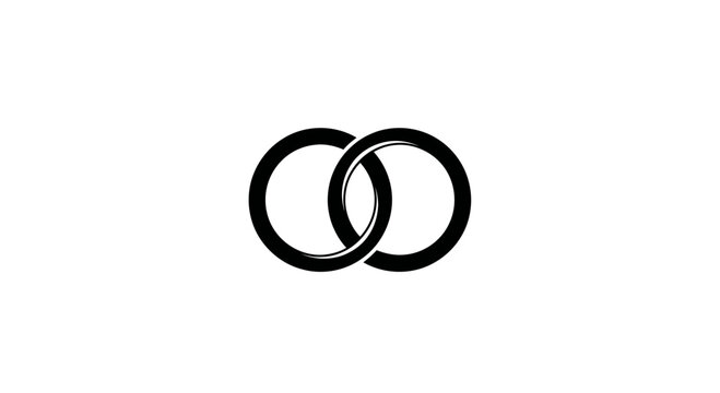 Interlocking Rings Symbol, Unity, Partnership, Connection, Simple Black and White Icon