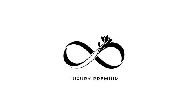 Infinity symbol with flower and text luxury premium