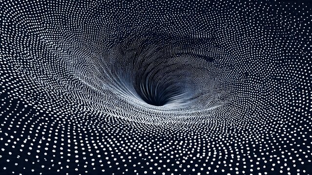 Binary code digital tunnel with blue spiral pattern