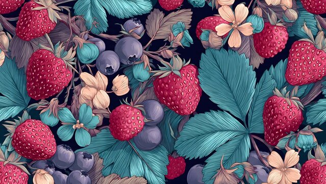 Colorful autumn leaves with ripe red berries on a garden bush closeup