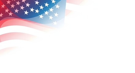Fototapeta premium Soft gradient American flag corner background with light blur effect, USA patriotic minimal design for independence day, modern banner template