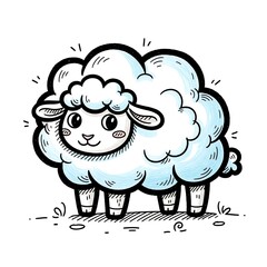 Obraz premium Cute Cartoon Sheep Illustration.