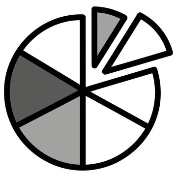 Simple pie chart with seven sections and one detached segment