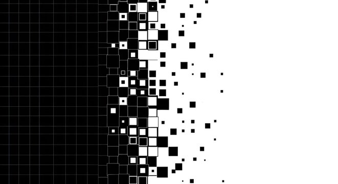 Abstract Black and White Squares Dissolving Background
