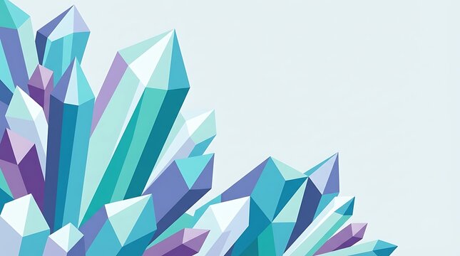 Abstract Geometric Crystal Clusters Illustration on Light Background