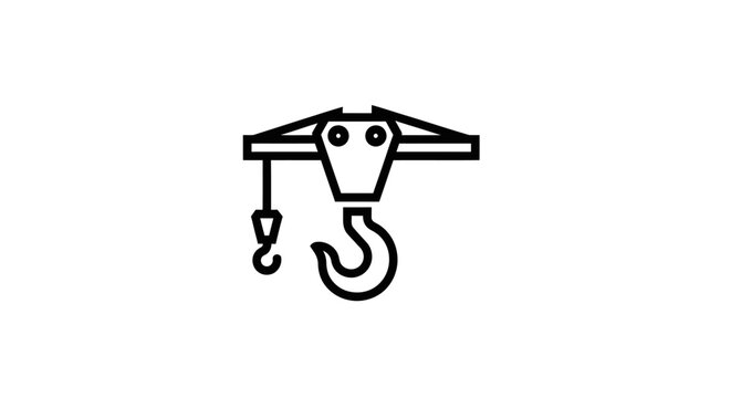 Industrial crane hook and pulley system.