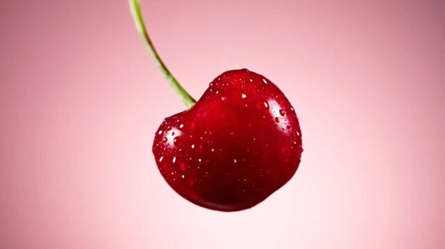 A single ripe red cherry with stem.