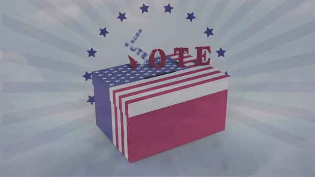 Animation of vote text and box over clouds