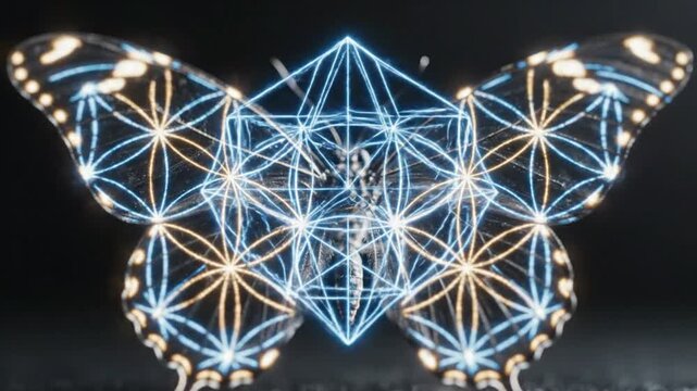 Sacred Geometry Butterfly Wings Metatron's Cube Symbolism, Cosmic Energy
