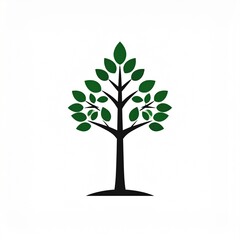 Obraz premium Minimalist green tree illustration on white background for design and nature themes