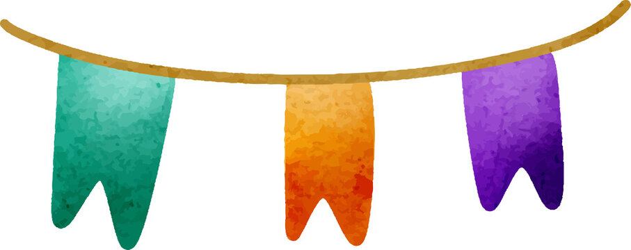 Festive Bunting Flags Watercolor Style Celebration Decoration