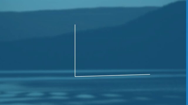 Animation of financial data processing against landscape with mountains