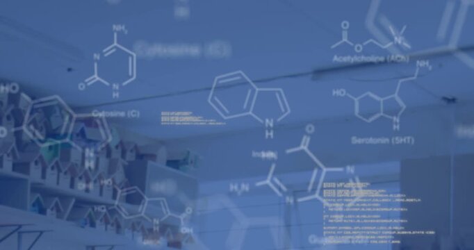 Animation of chemical structures and data processing over laboratory