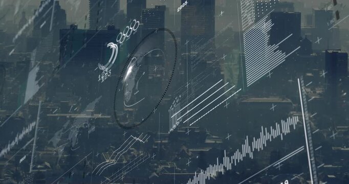 Financial data being processed on a black background