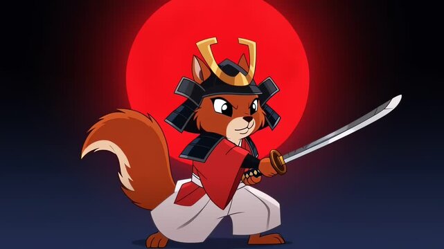 Brave Samurai Squirrel Wielding Katana Animation