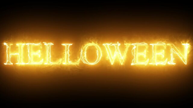 A video showcasing a bright and vibrant neon sign that reads helloween in a dark room