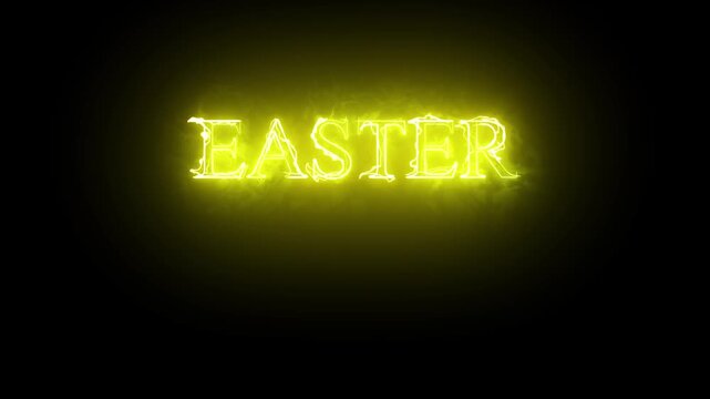 A neon sign with the word 'EASTER' glowing brightly in the dark