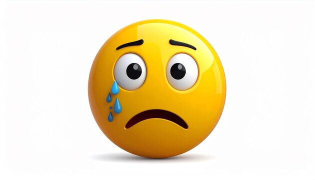 Sad crying emoji face emoticon.