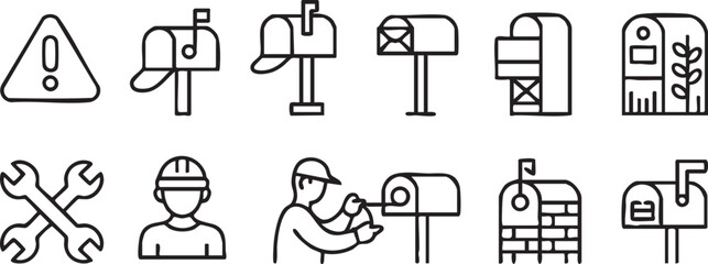 Fototapeta premium Minimal Mailbox And Delivery Icon Set For Logistics And Communication