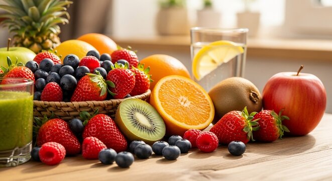 Fresh fruit arrangement still life