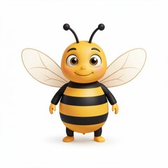 Fototapeta premium Cute Cartoon Bee Character with Wings and Antennae