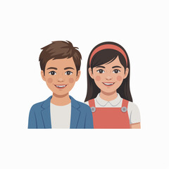 Fototapeta premium cartoon illustration of happy boy and girl friends