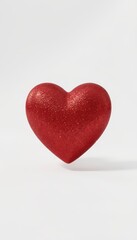 Fototapeta premium Red Heart Icon on White Background, Minimalist Love Symbol for Valentine'S Day