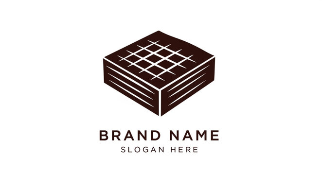 Isometric Brownie Logo Design with Grid Pattern and Layered Appearance.