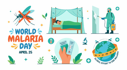 Naklejka premium World Malaria Day concept: prevention, diagnosis and global effort