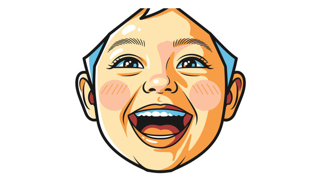 Happy Cartoon Baby Boy Face Portrait.