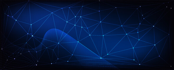 Digital Cyberspace Network Background with Blue Polygonal Mesh and Futuristic Technology Connection, Modern creative trendy design in vector illustration © Fahrus sinatria