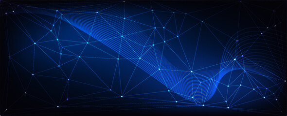 Digital Cyberspace Network Background with Blue Polygonal Mesh and Futuristic Technology Connection © Fahrus sinatria