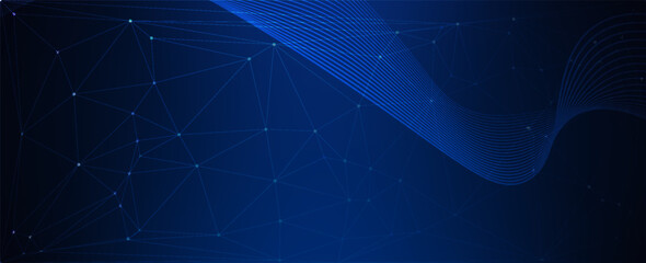 Digital Cyberspace Network Background with Blue Polygonal Mesh and Futuristic Technology Connection, Modern creative trendy design in vector illustration © Fahrus sinatria
