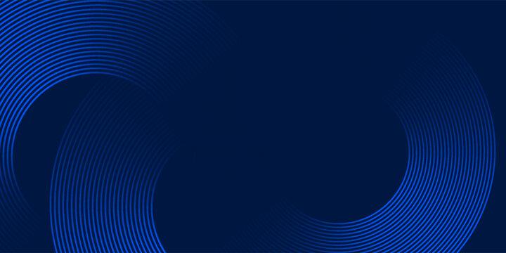 Abstract Futuristic Blue Technology Background with Dynamic Digital Waves and Neon Geometric Circles. Modern creative trendy design in vector illustration