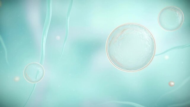AUTOPHAGY process Microscopic vesicles in a tranquil, fluid, ethereal environment