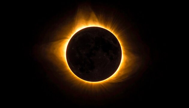 Black sphere eclipsing luminous corona against an infinite dark space