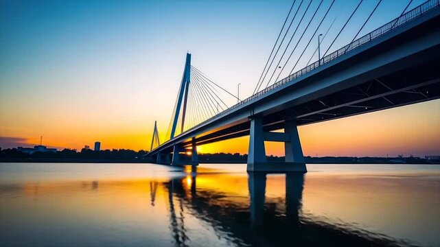 Cable Stayed Bridge at Sunset