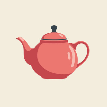Coral Teapot with Curved Spout and Handle