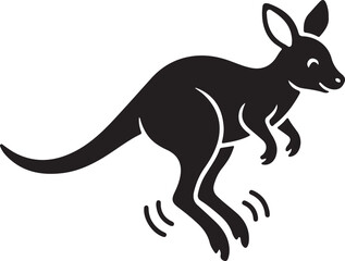 Fototapeta premium Joey Baby Kangaroo in Garden Silhouette Cute Animal Nature Vector