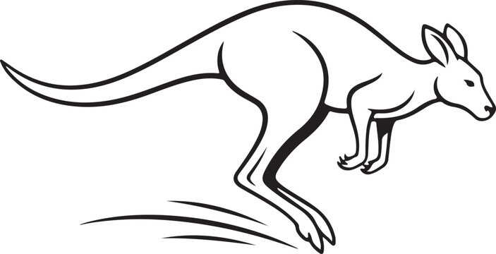Kangaroo Outline Silhouette Minimal Animal Line Art Vector Illustration