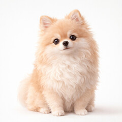 Obraz premium Cute Pomeranian Dog Sitting – Ultra Realistic Clean Background Pet Portrait