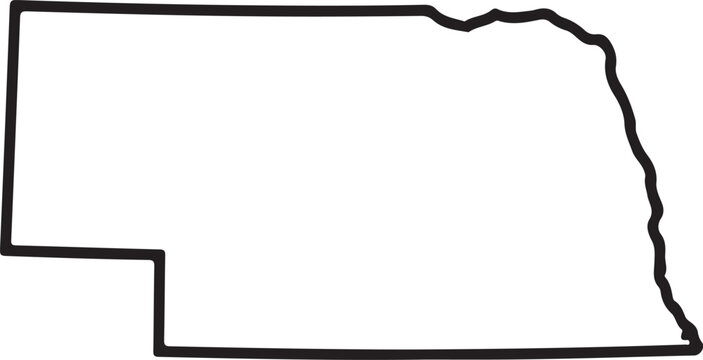 A black line drawing of the state of nebraska in the united states of america on a