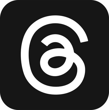 Modern Threads Style Logo Icon Black Background Minimal Abstract @ Symbol Social Media Concept