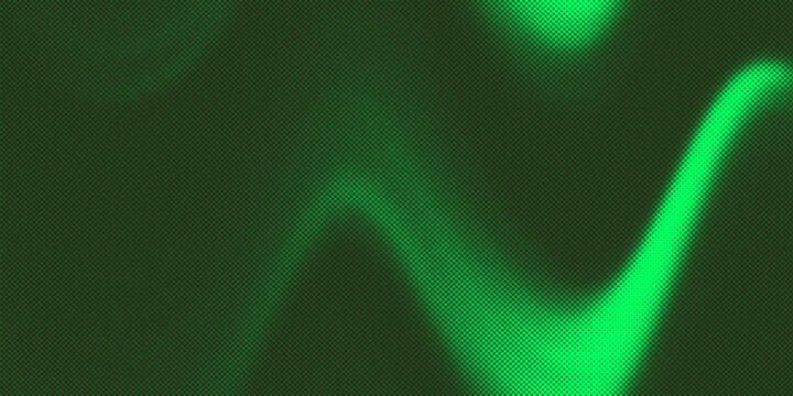 neon green stream of light forms a wave pattern with a dithering halftone pattern and a strong "digital-industrial" gradient effect.