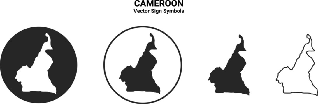 Cameroon Map Icon Set Vector Minimal Silhouette