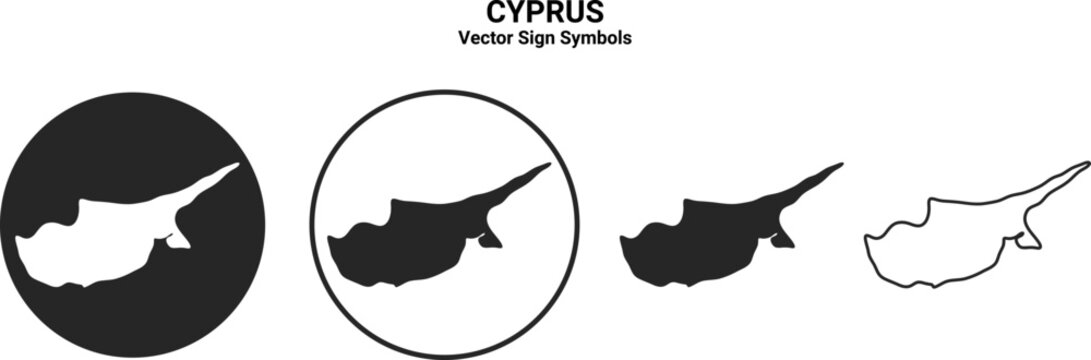 Cyprus Map Icon Set Vector Minimal Silhouette