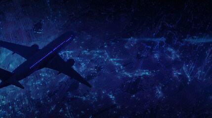 Obraz premium Airplane Flying Over Dark Ocean Waters.