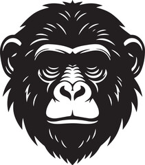 Obraz premium Monkey Head Silhouette Primate Animal Face Vector Illustration